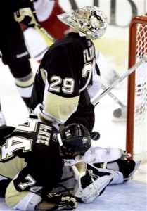 Blue Jackets Penguins Hockey It is scary to think that Marc-Andre Fleury is still improving. (Picture courtesy of yahoo.com)