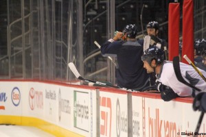 Stuart watches practice