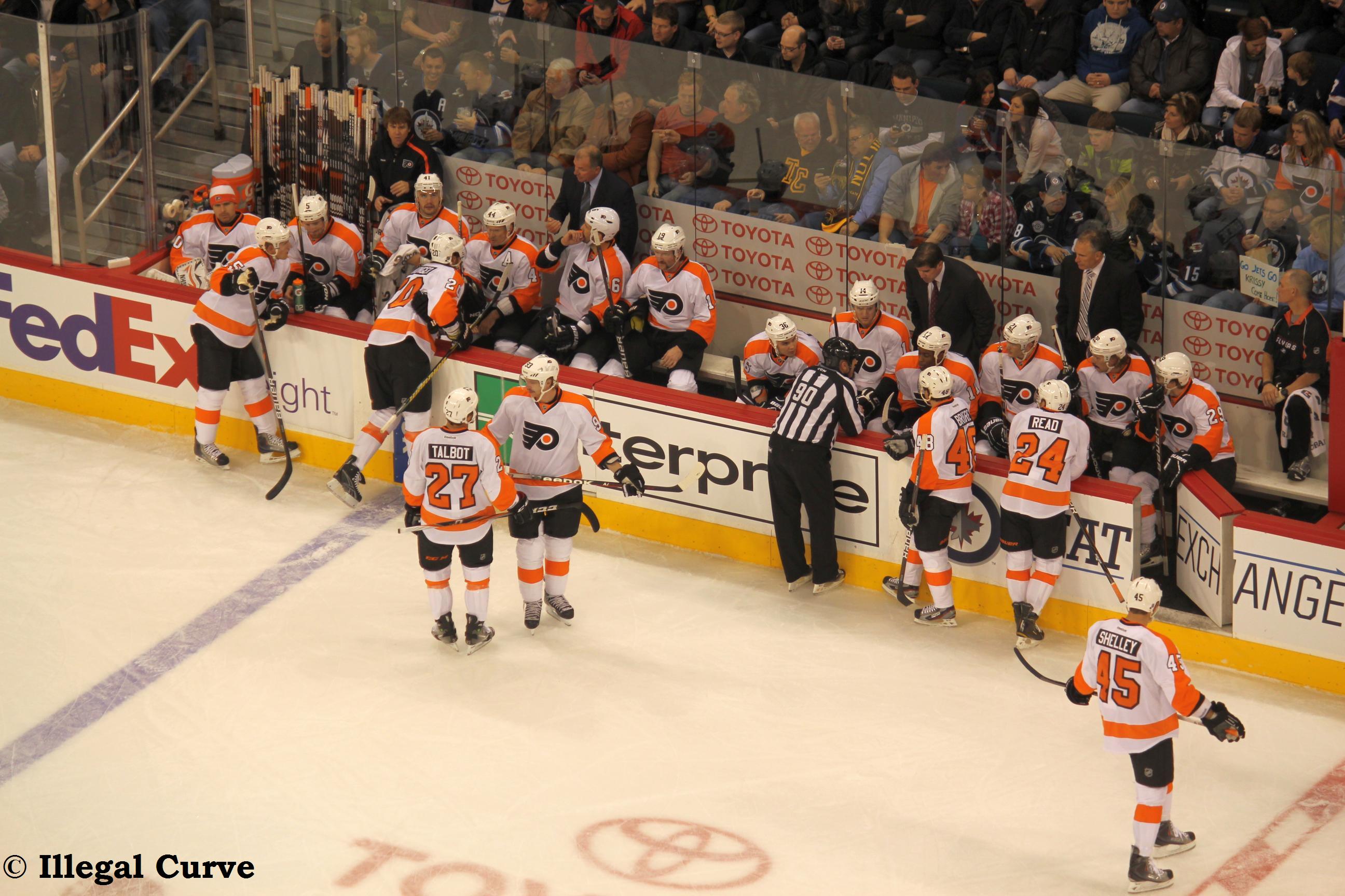 Flyers bench