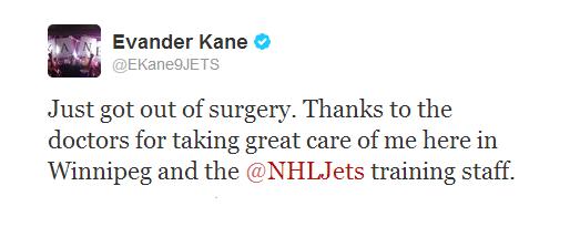 Evaner Kane tweet re; surgery