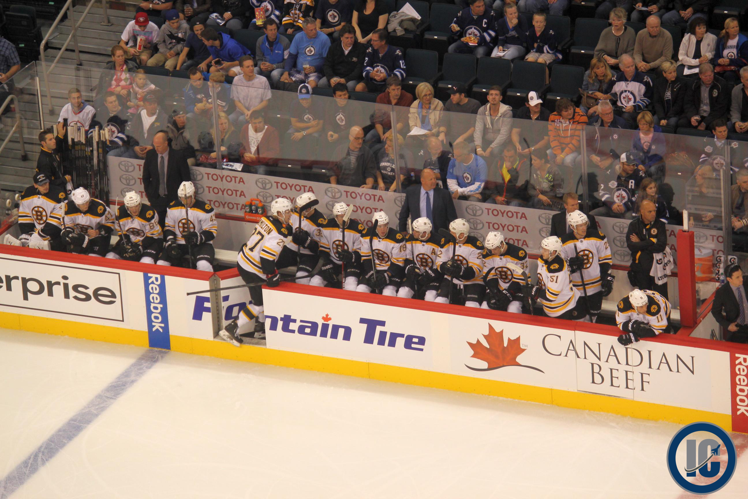 Bruins bench September 26 2013