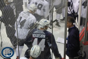 Coach Noel and Bogosian talking on Day 1 of Camp