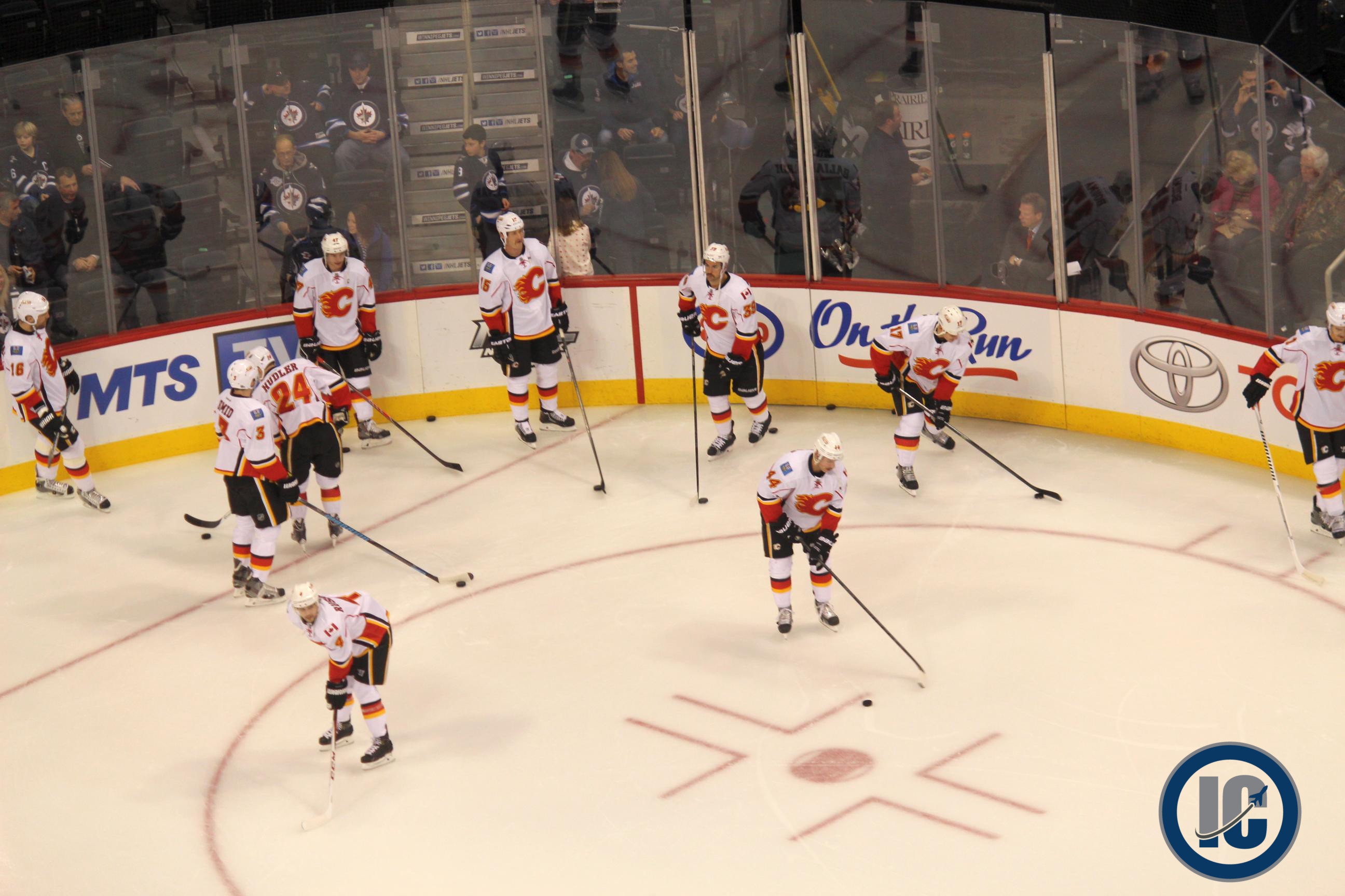 Flames warm up