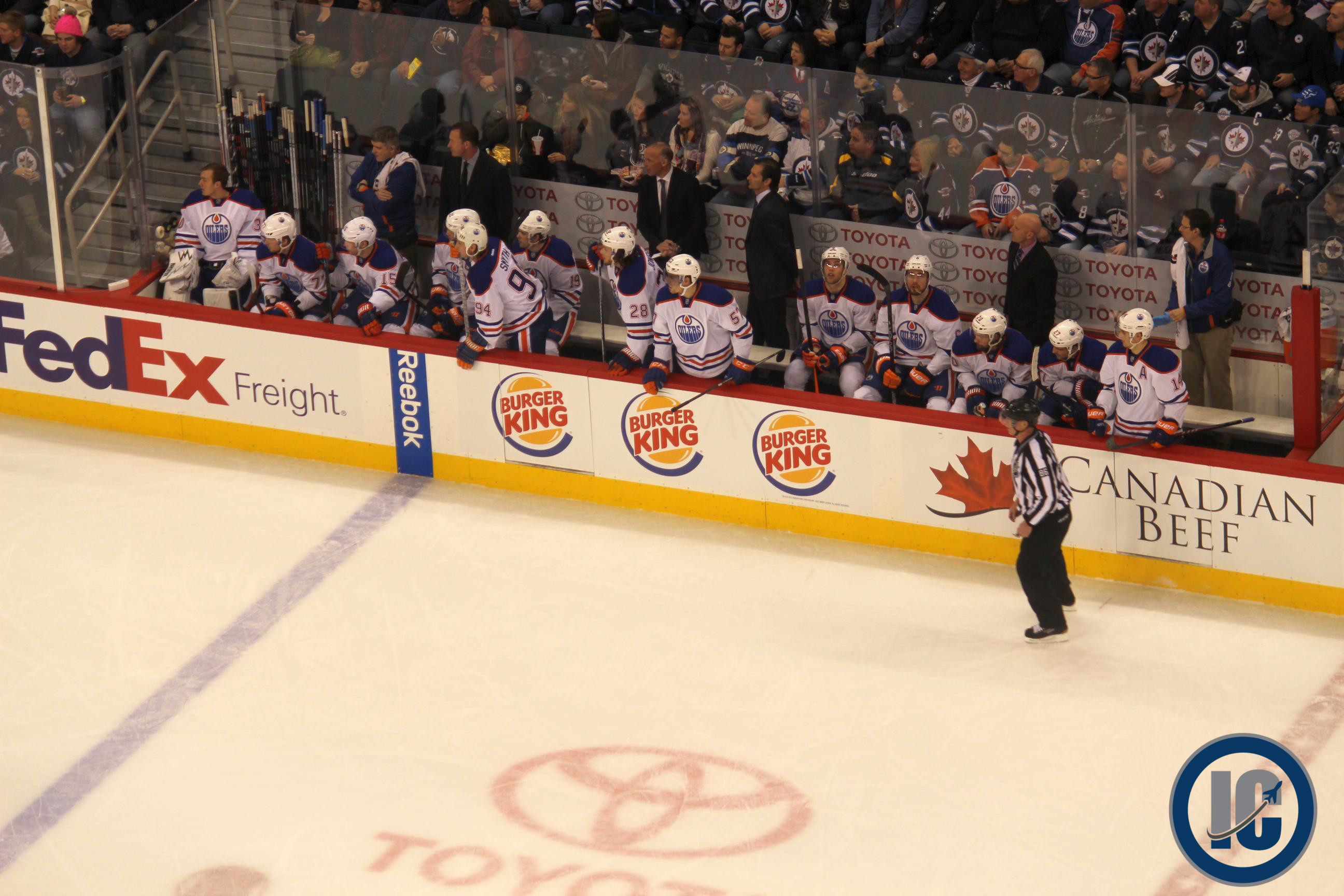 Oilers bench January 18 2014
