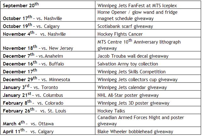 Jets 2014-15 promo schedule