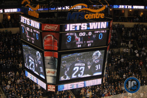 Jets win scoreboard