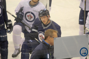 Tlusty at practice for drills