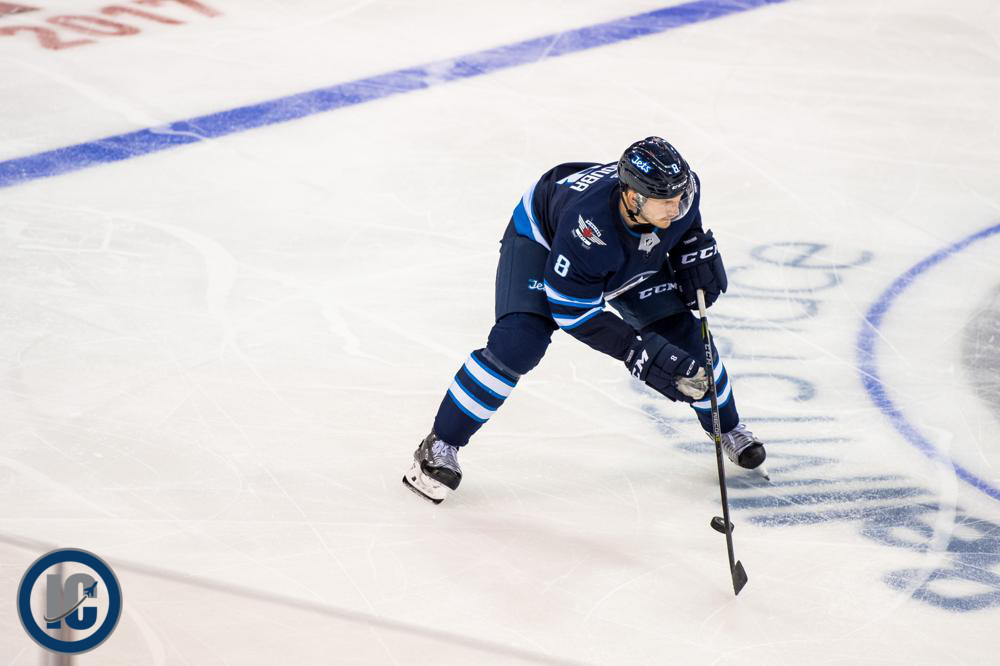 Jacob Trouba in a crouch