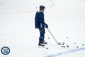 Winnipeg Jets Practice Report (Global Series) 1 Brendan Lemieux at practice