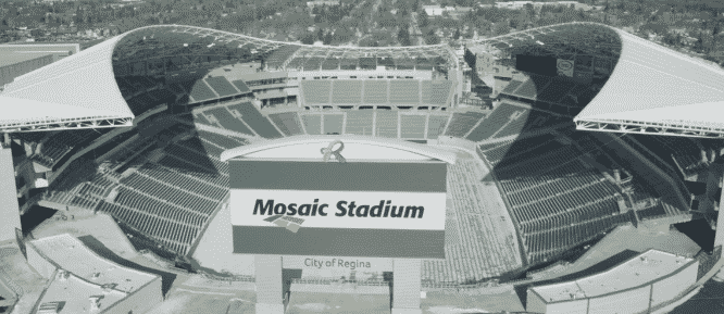 Mosaic Stadium during winter