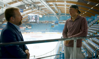 Chris Johnston talks to Patrik Laine in Finland