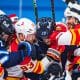 Jets and Flames scrum