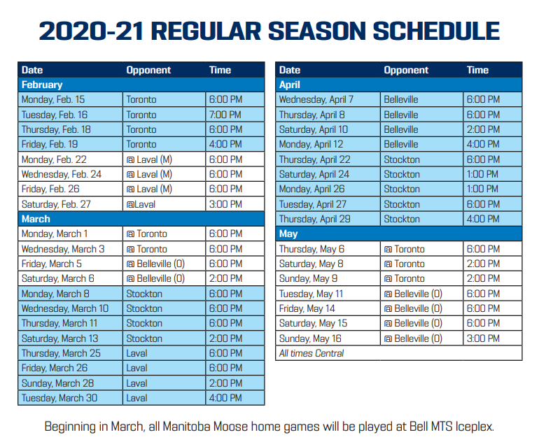 Moose remaining schedule