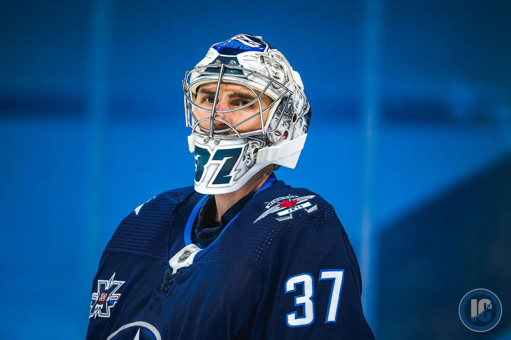 Connor Hellebuyck close up