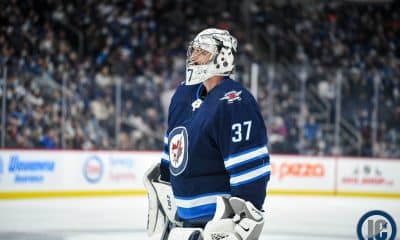 Connor Hellebuyck going for a skate