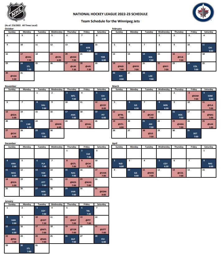 Jets Calendar