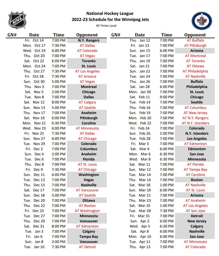 Jets full schedule