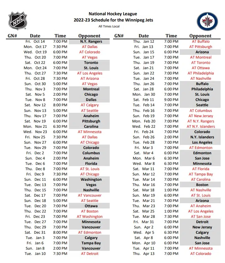 Winnipeg Jets Schedule For 2024 25 Season Phebe Brittani