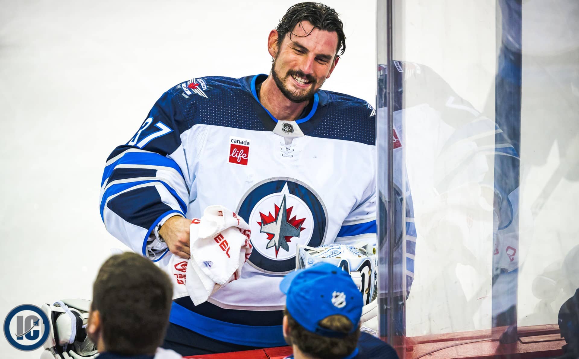 Connor Hellebuyck smiling