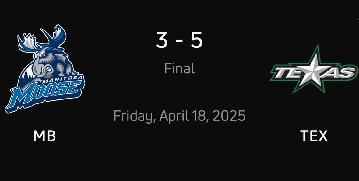 Moose comeback falls short as Stars take it 5-3 leaving Manitoba with just one game left in season