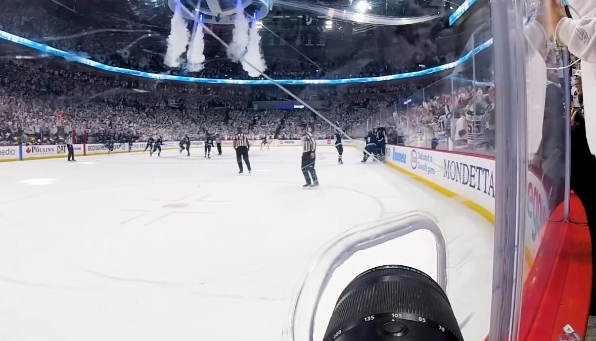 Taking you to ice level for Cole Perfetti’s game tying goal and Adam Lowry’s double OT game-winning goal